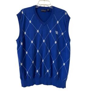 Vesi Sportswear 100% Cotton XXL UK University of Kentucky Blue, Gray Argyle Vest